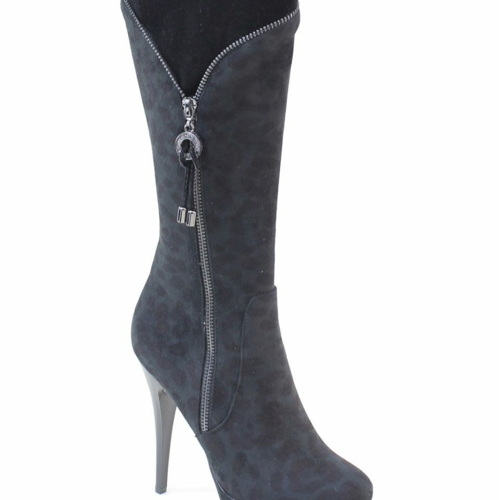 Italina Jack Boot in Black/Leopard Size 10